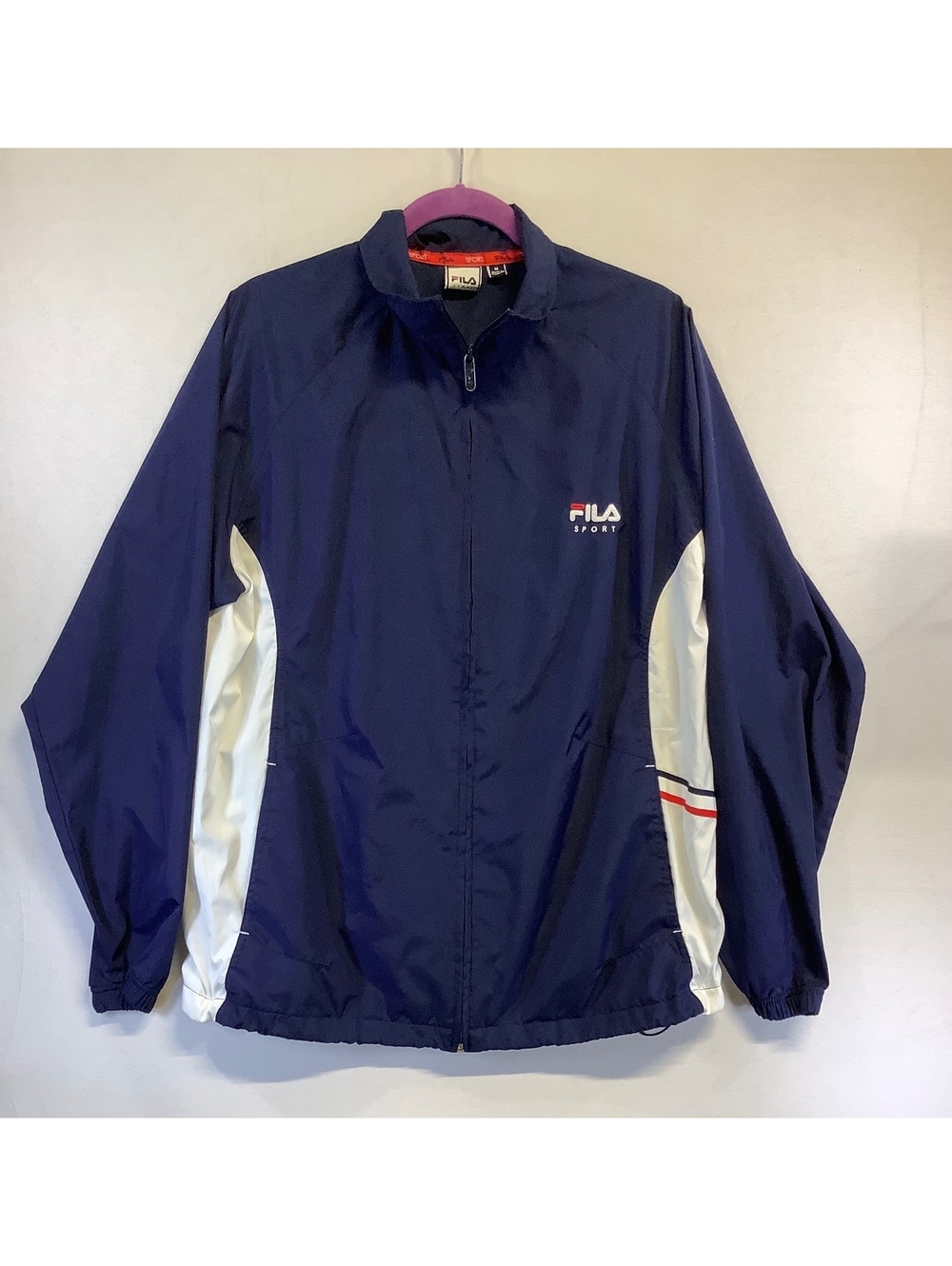 Fila Sport Navy Blue and White Track Jacket Size M